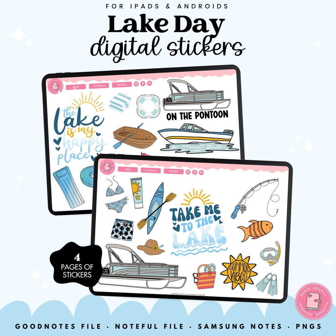 Lake Sticker Designs Lake Day Digital Stickers | Fishing, Pontoon Boat, Boating, Swimsuit ...