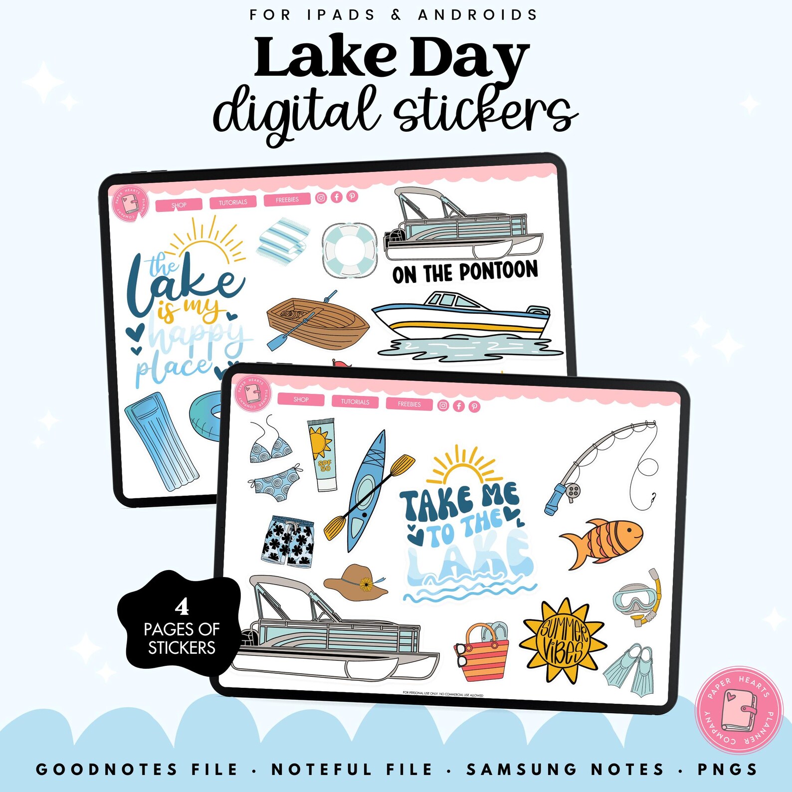 Lake Day Digital Stickers | Fishing, Pontoon Boat, Boating, Swimsuit ...
