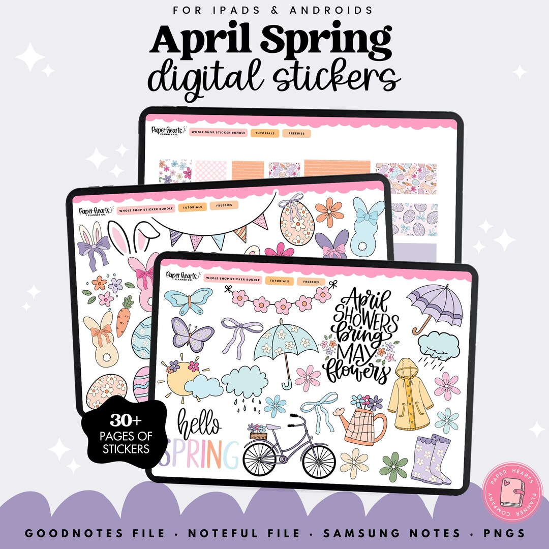 April Stickers, Easter Stickers, Spring Stickers, Digital Stickers ...
