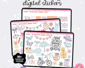 April Stickers, Easter Stickers, Spring Stickers, Digital Stickers, Planner Stickers, Goodnotes Stickers, Noteful Stickers, PNG Stickers
