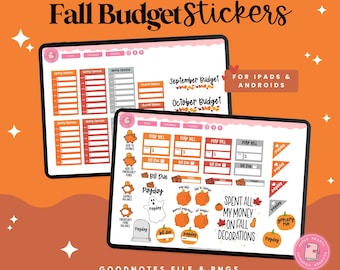 Budgetstickers herfst | Digitale stickers | Goodnotes-stickers | PNG-stickers