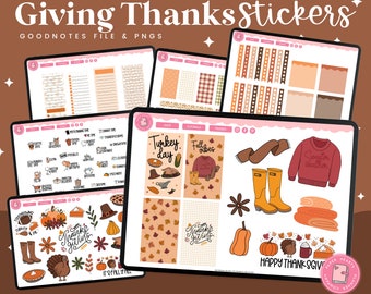 Thanksgiving Digital Stickers | November Stickers | Fall Stickers | Goodnotes Stickers | Digital Stickers | PNG Stickers