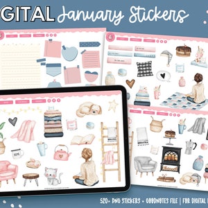 January Digital Planner Stickers | Digital Stickers | Goodnotes Stickers | PNG Stickers | Winter Stickers | Cozy Stickers
