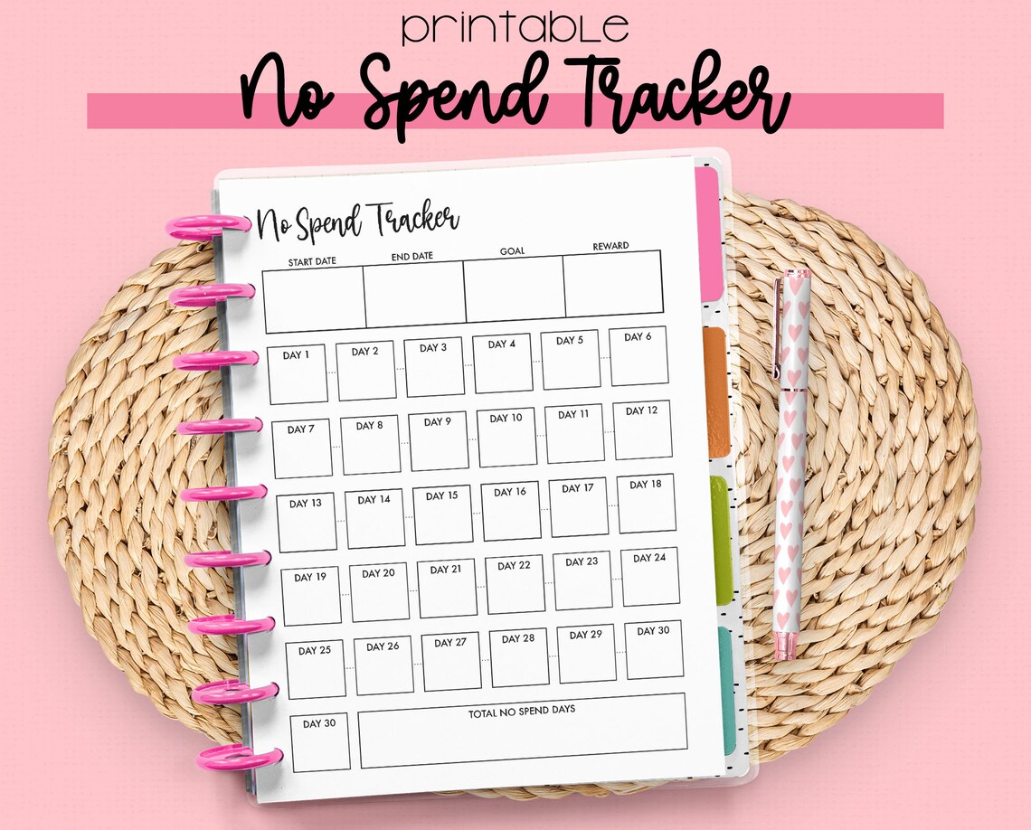 No Spend Tracker Printable No Spend Challenge Etsy