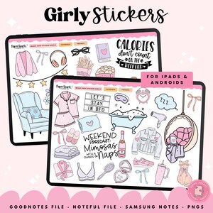 Girly Stickers, Self Care Stickers, That Girl Stickers, Weekend Stickers, Planner Stickers, Goodnotes Stickers, Journal Stickers, PNGs