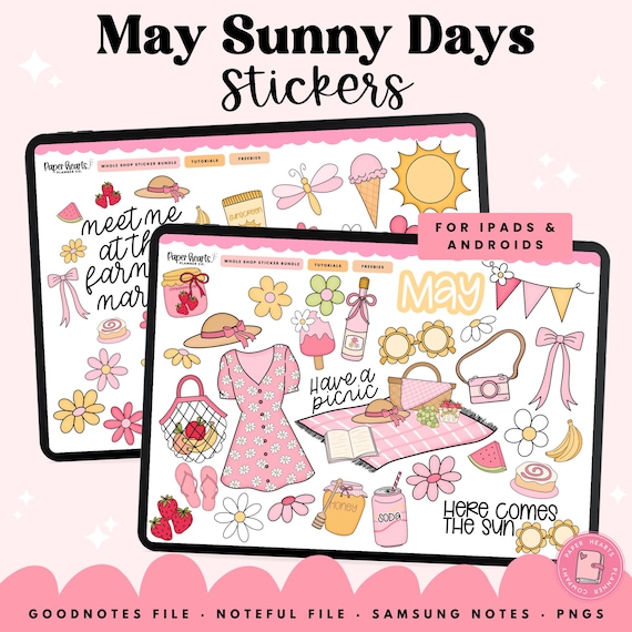 May Digital Stickers. Includes Goodnotes & Noteful files for digital planning