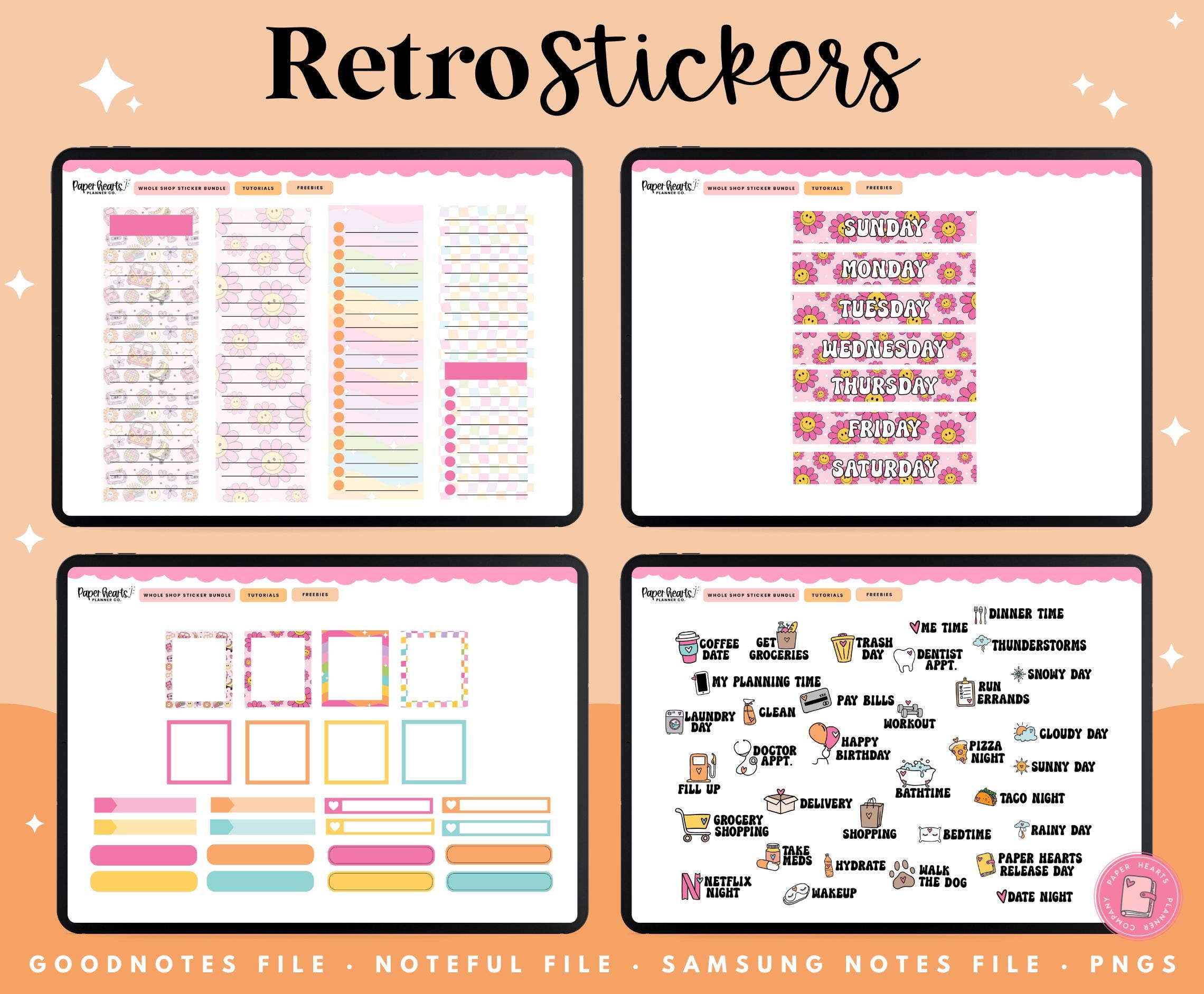 Retro Stickers , Groovy Stickers, 90s Stickers, Goodnotes Stickers ...