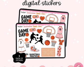 Basketball Stickers, Sports Stickers, Digital Stickers, Digital Planner Stickers, Goodnotes Stickers, PNG Stickers, Noteful Stickers
