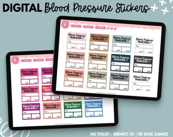 Bloeddruktracker-sticker | Digitale stickers | Goodnotes-stickers | PNG-stickers