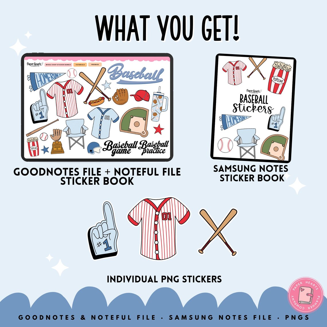 Baseball Digital Stickers, Planner Stickers, Includes Goodnotes ...