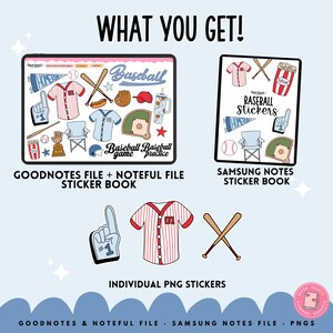 Baseball Digital Stickers, Planner Stickers, Includes Goodnotes, Noteful, Samsung Notes & PNG Files. image 3