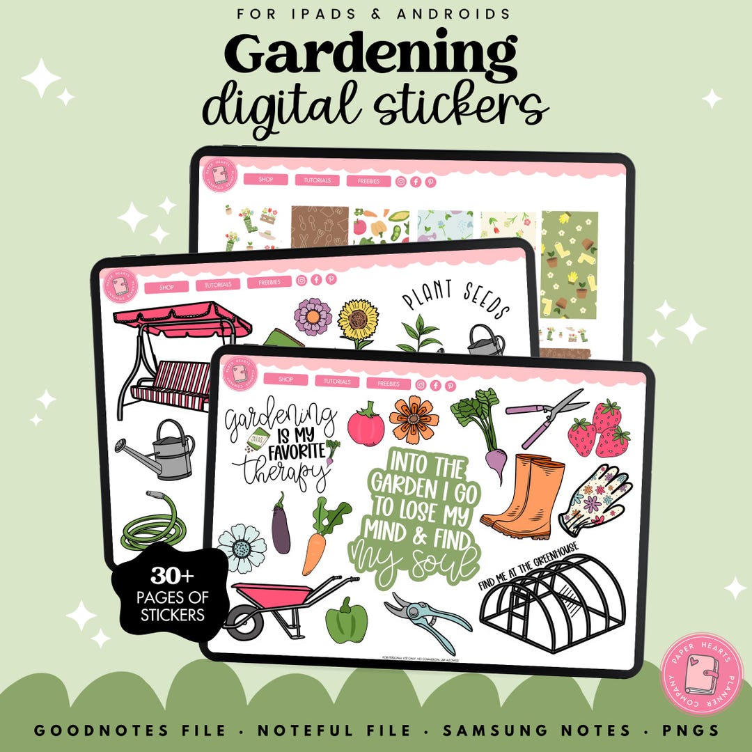 Garden Stickers | Digital Summer Garden Stickers | Goodnotes Stickers ...