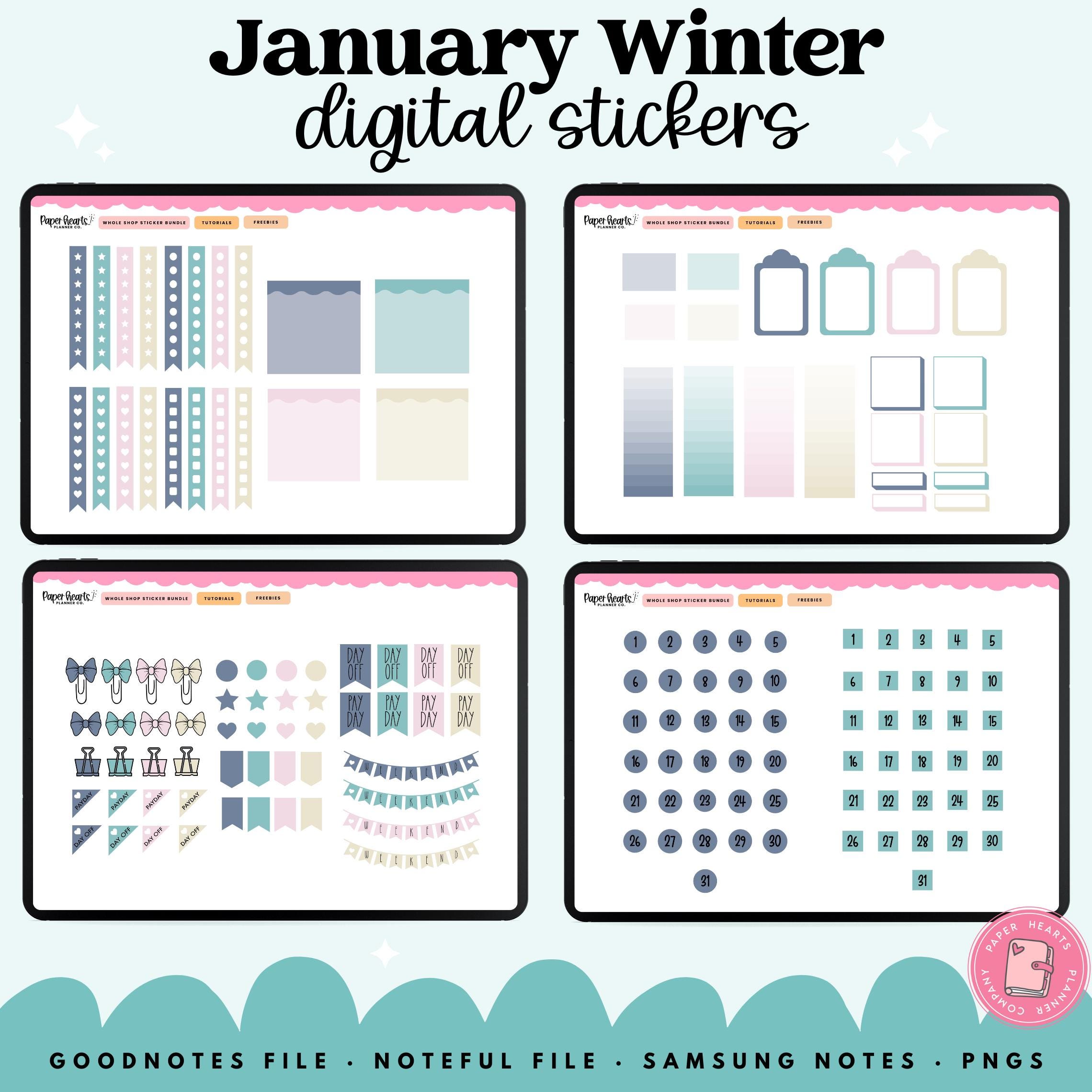 January Stickers, Winter Stickers, Digital Planner Stickers, Goodnotes ...
