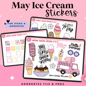 IJsstickers mei | Digitale stickers | Goodnotes-stickers | PNG-stickers