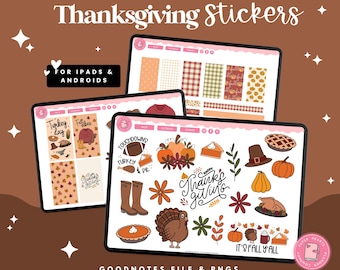Thanksgiving Digital Stickers | Fall Digital Stickers | Fall Planner Stickers | Thanksgiving Planner Stickers