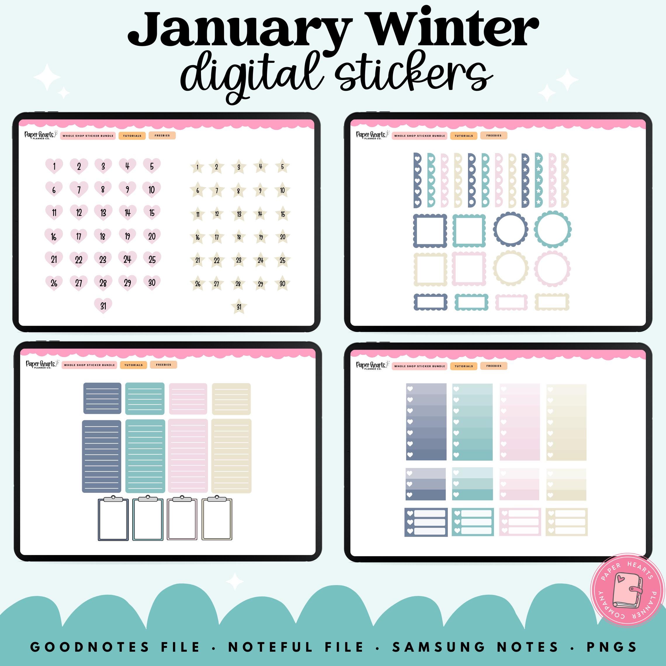 January Text Sticker January Stickers, Winter Stickers, Digital Planner Stickers, Goodnotes ...