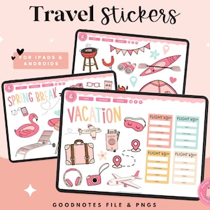 Travel Stickers | Travel Digital Stickers | Goodnotes Stickers | PNG Stickers |Spring Break Stickers
