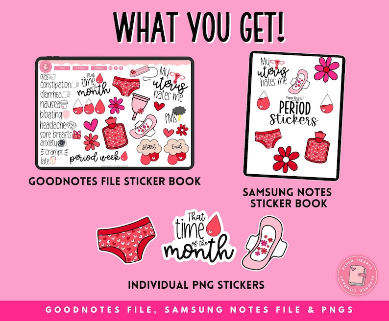 Period Stickers | Period Digital Stickers | Goodnotes Stickers | PNG ...