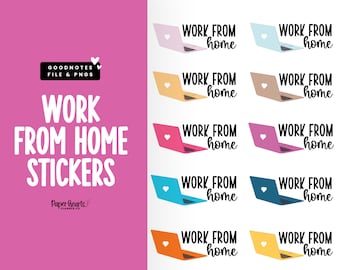 Work From Home Stickers for Digital Planning | Goodnotes Stickers & PNG Stickers for Working From Home + Office Stickers