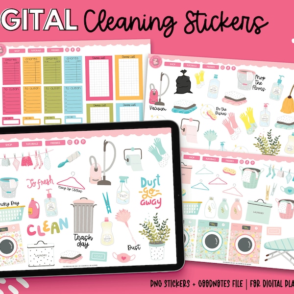 Cleaning Digital Stickers | Household Digital Stickers | Home Digital Stickers | Goodnotes Stickers