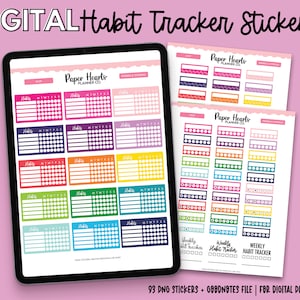 Habit Tracker Stickers | Digital Habit Tracker Stickers | Goodnotes Stickers | PNG Stickers | Weekly Habits | Monthly Habits