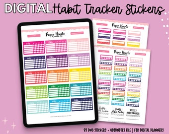 Habit Tracker Stickers | Digital Habit Tracker Stickers | Goodnotes Stickers | PNG Stickers | Weekly Habits | Monthly Habits