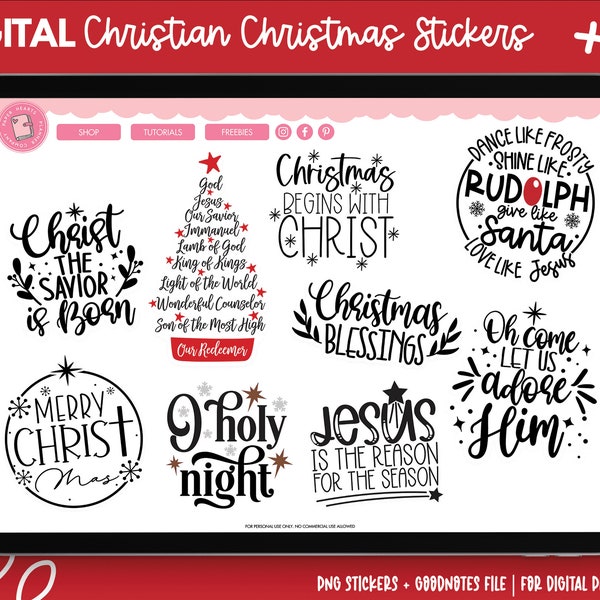 Christian Christmas Themed Digital Stickers | Jesus Digital Stickers | Digital Planner Stickers | Christmas Digital Stickers