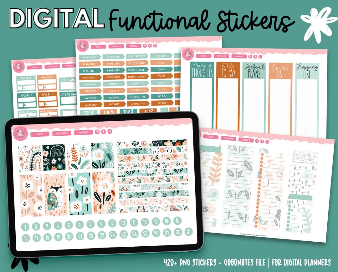 Functional Digital Planner Stickers | Goodnotes Stickers | Planner ...