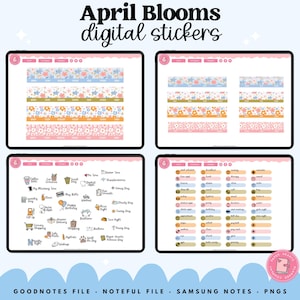 April Blooms Stickers | Spring Digital Stickers | Goodnotes Stickers ...