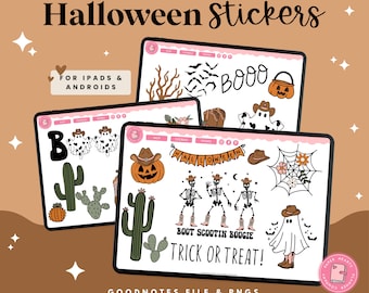 Western Halloween Stickers | Digital Stickers | Goodnotes Stickers | Planner Stickers