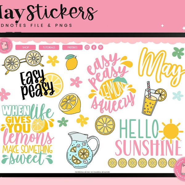 May Stickers | May Sticker Set | Digital Stickers | Goodnotes Stickers | PNG Stickers | Ipad Stickers