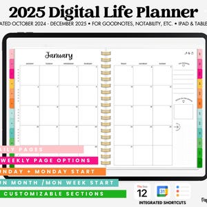 2025 Digital Life Planner | Goodnotes Planner | Dated iPad Planner | Hyperlinked Planner | Monthly Planner | Weekly Planner | Daily Planner