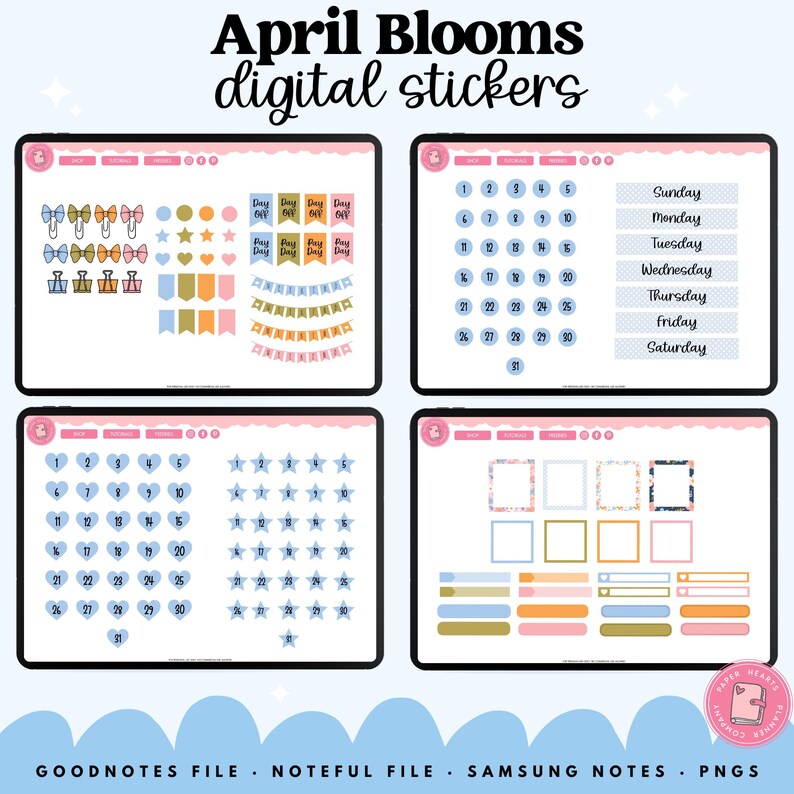 April Blooms Stickers | Spring Digital Stickers | Goodnotes Stickers ...