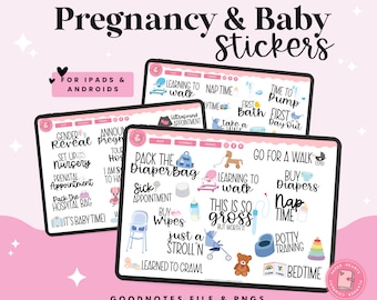 Pregnancy Digital Sticker Set | Digital Planner Stickers | GoodNotes Digital Stickers | Noteshelf Digital Stickers | Baby Digital Stickers
