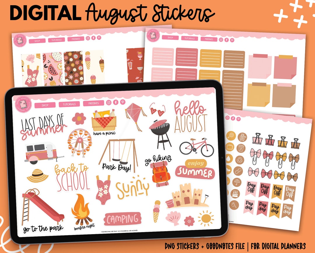 August Stickers Monthly Sticker Kit Goodnotes Stickers - Etsy