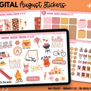 August Stickers | Monthly Sticker Kit | GoodNotes Stickers | PNG Stickers