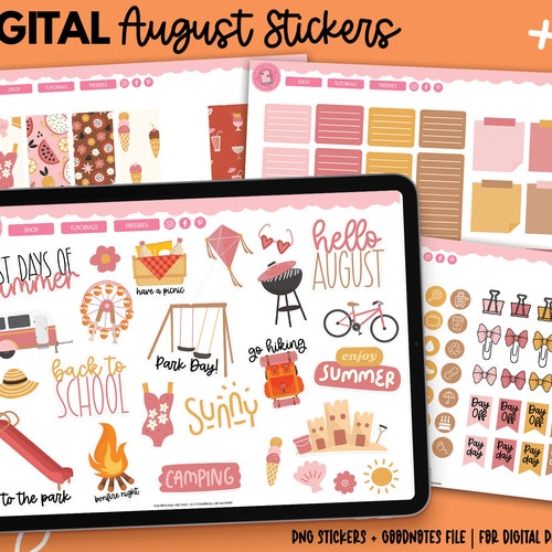 AUGUST MONTHLY KIT Digital Stickers August Goodnotes Etsy