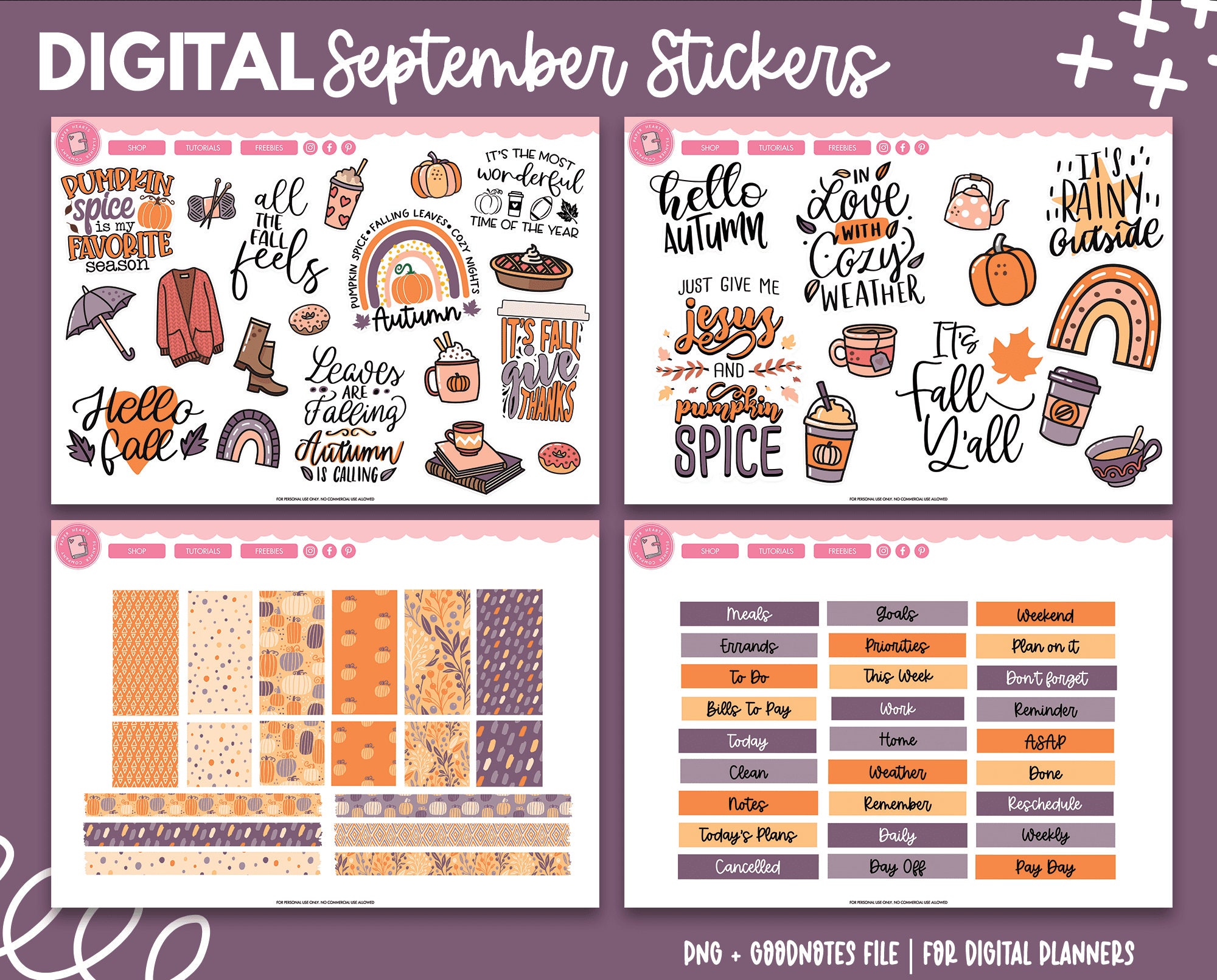 September Stickers Digital Stickers Goodnotes Stickers - Etsy