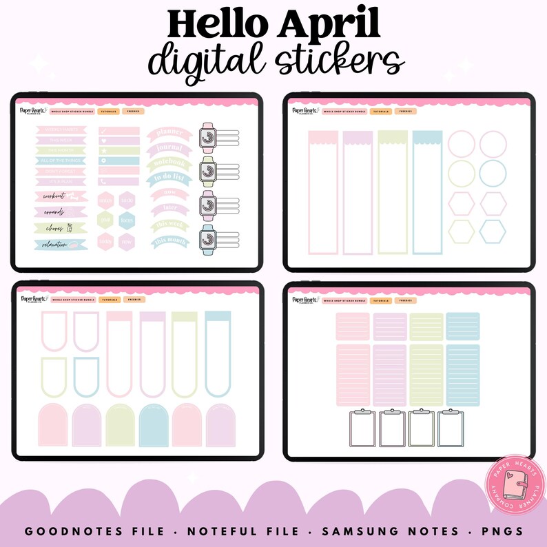 Spring Digital Planner Stickers, April Sticker Pack, Easter, Flowers ...