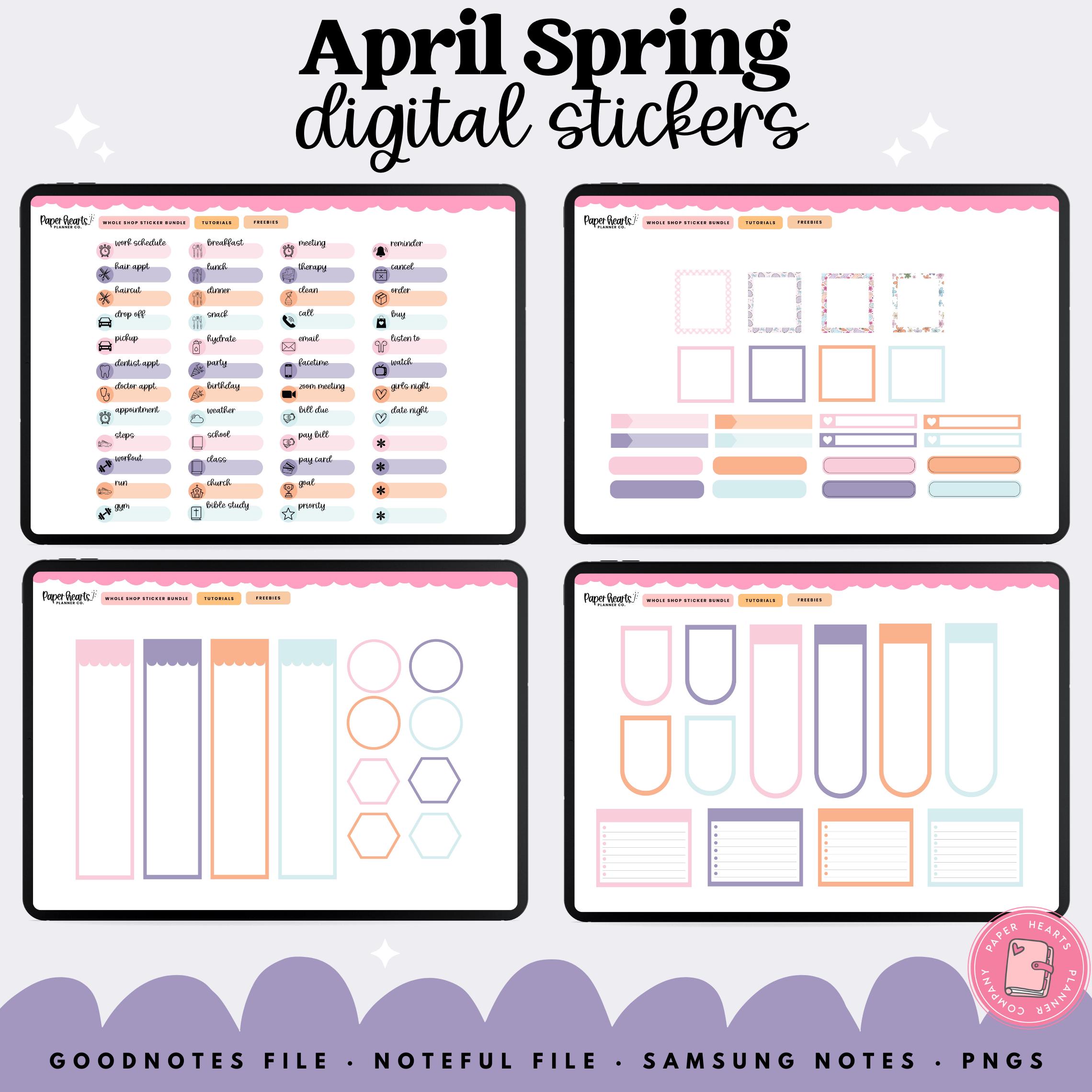 April Stickers, Easter Stickers, Spring Stickers, Digital Stickers ...