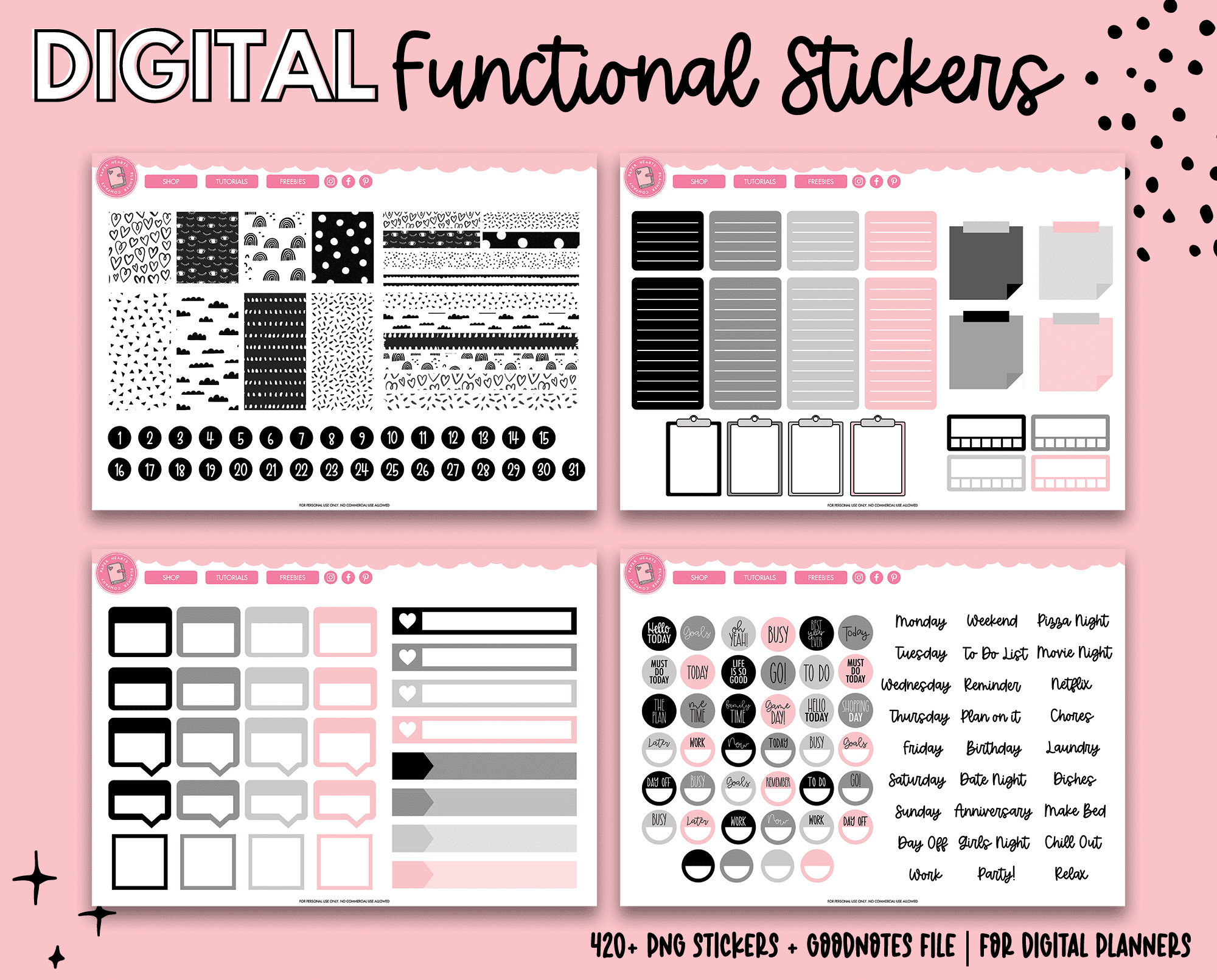 Functional Digital Planner Stickers | Goodnotes Stickers | Planner ...