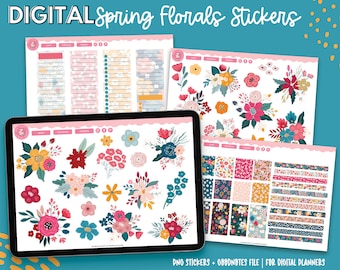 Spring Florals Digital Stickers | Spring Stickers | Floral Stickers | Goodnotes Stickers | PNG Stickers