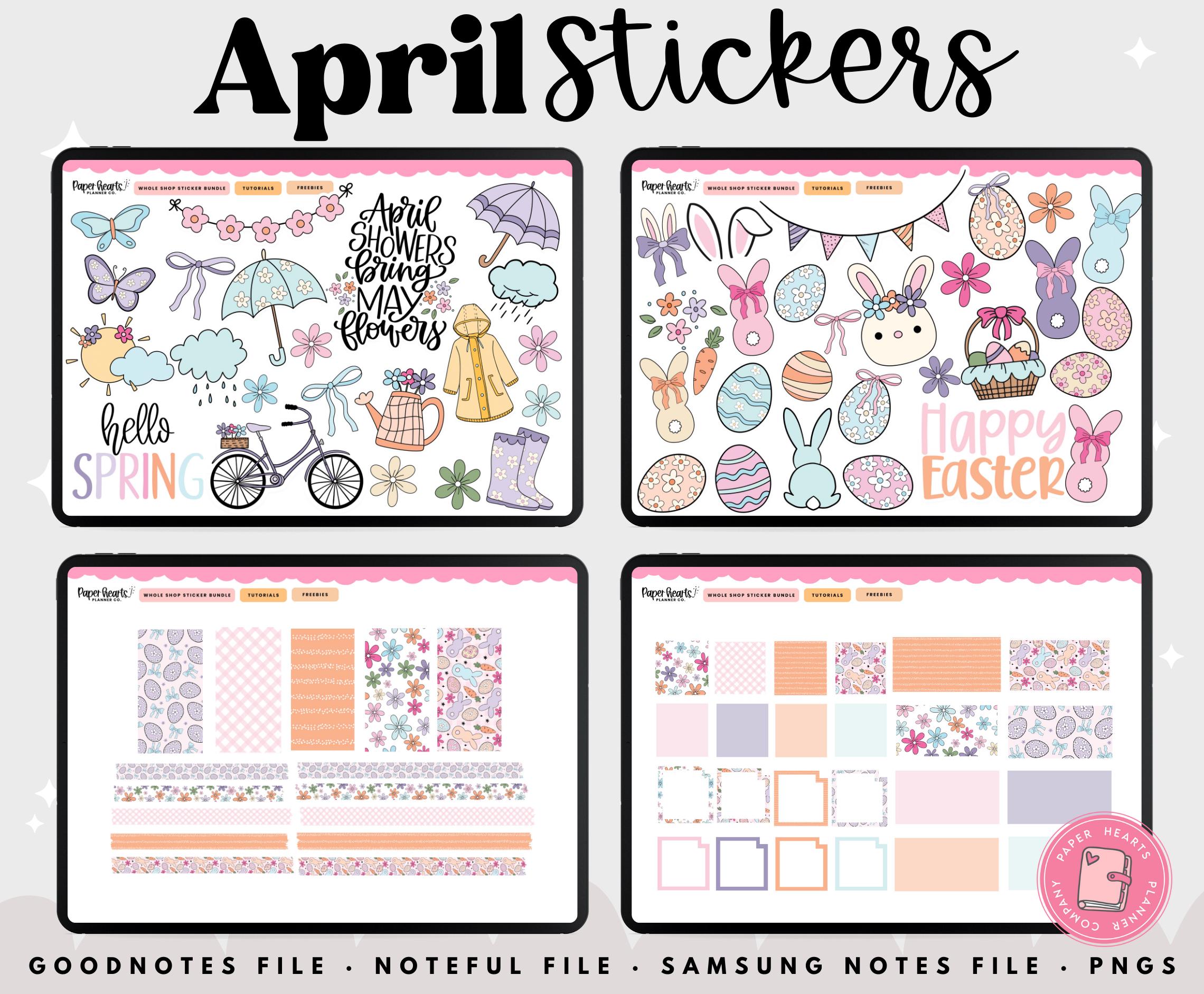 April Stickers, Easter Stickers, Spring Stickers, Digital Stickers ...