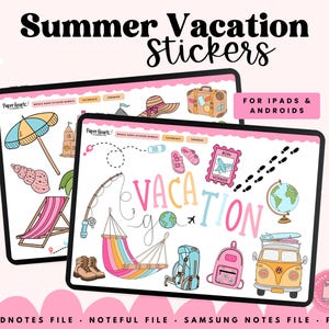 Adesivos de férias, adesivos de verão, adesivos de praia, adesivos de acampamento, adesivos digitais, adesivos de Goodnotes, adesivos de planejador digital
