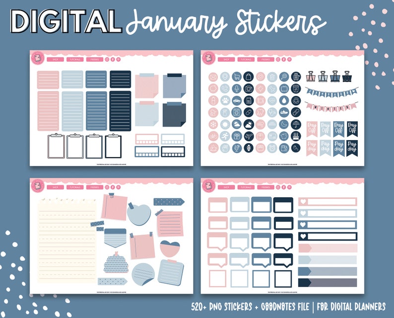 January Digital Planner Stickers | Digital Stickers | Goodnotes ...