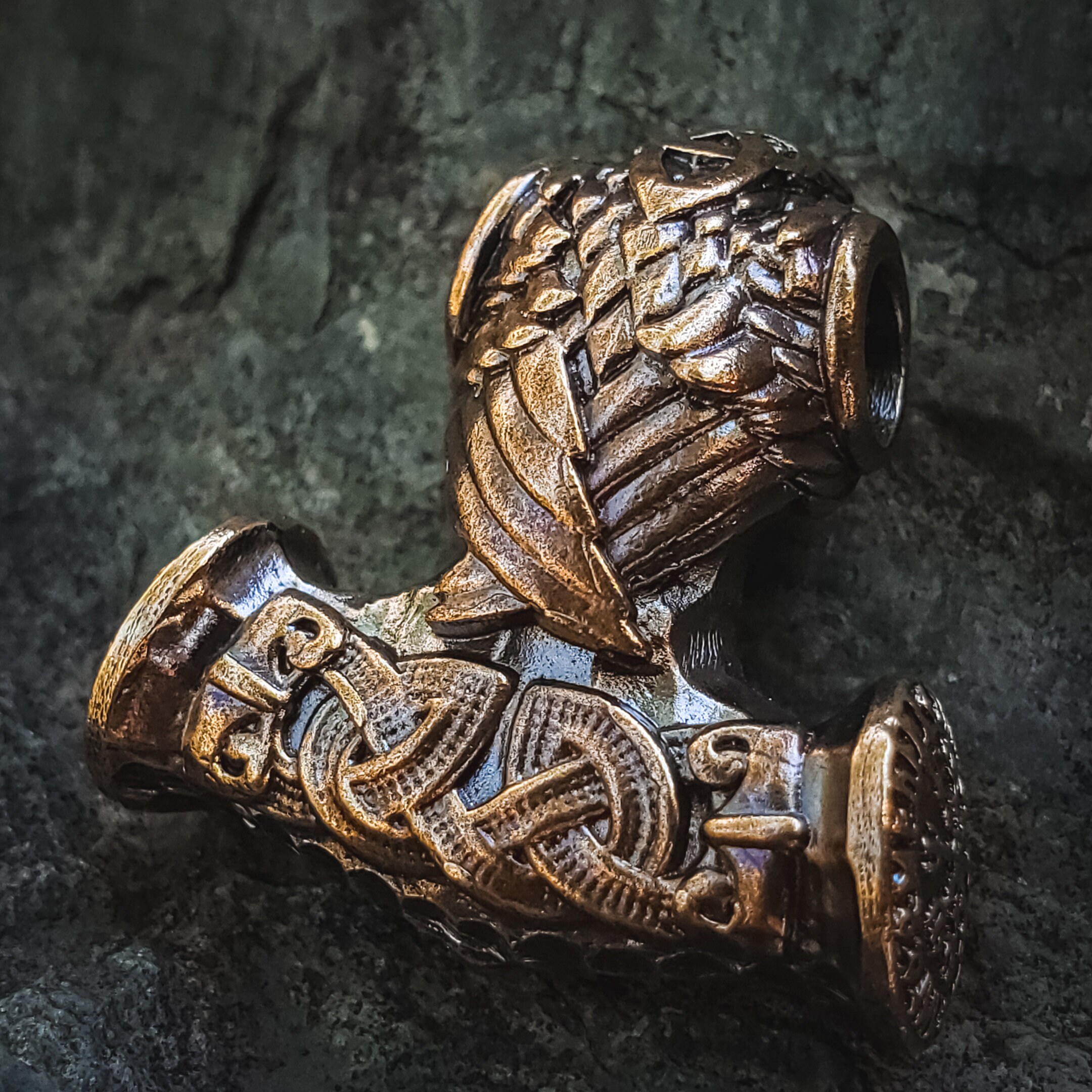 Paracord Bead hammer of Thor With Raven pendant Etsy
