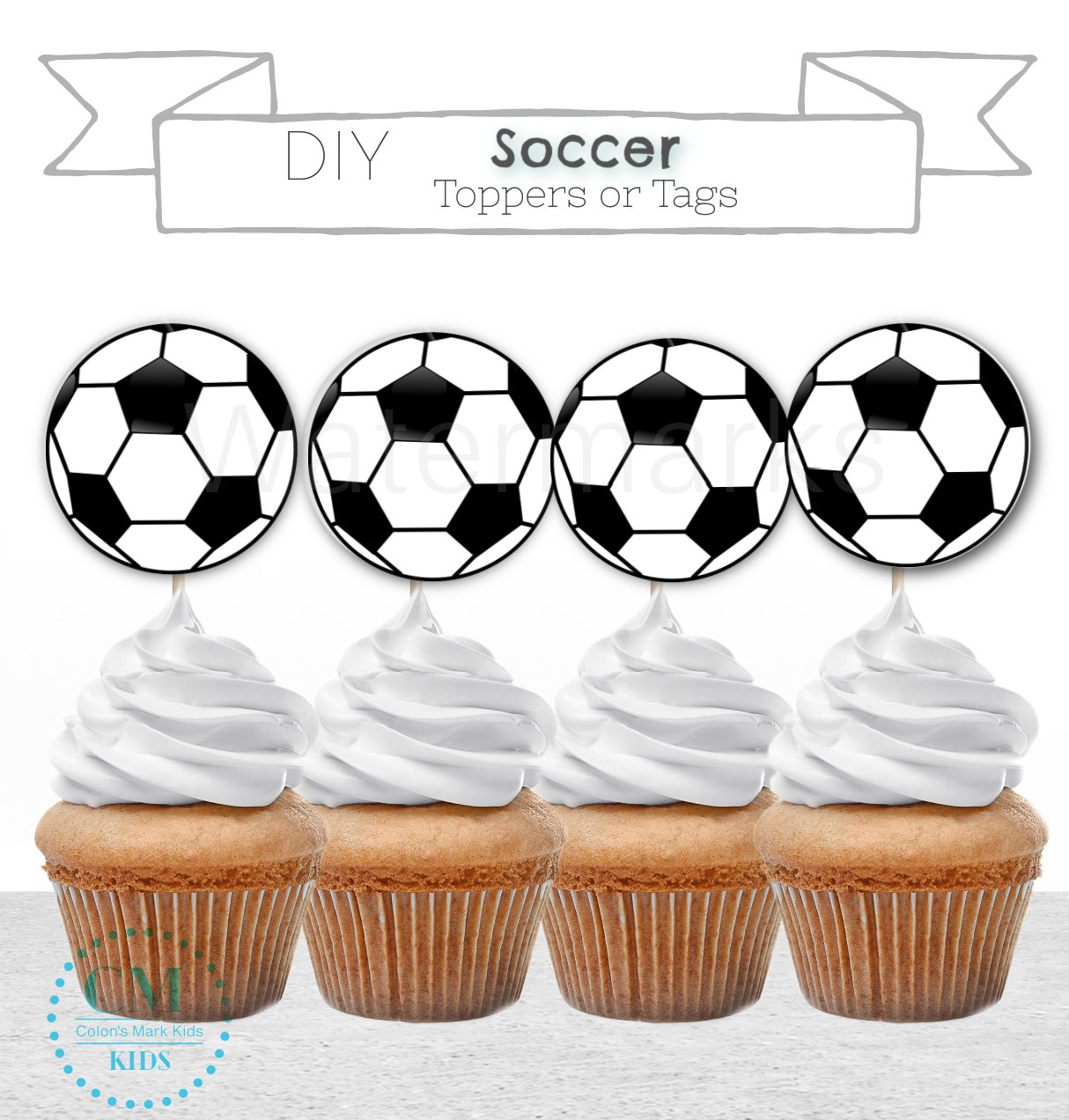 Printable Soccer Cupcake Toppers Instant Download Soccer | Etsy