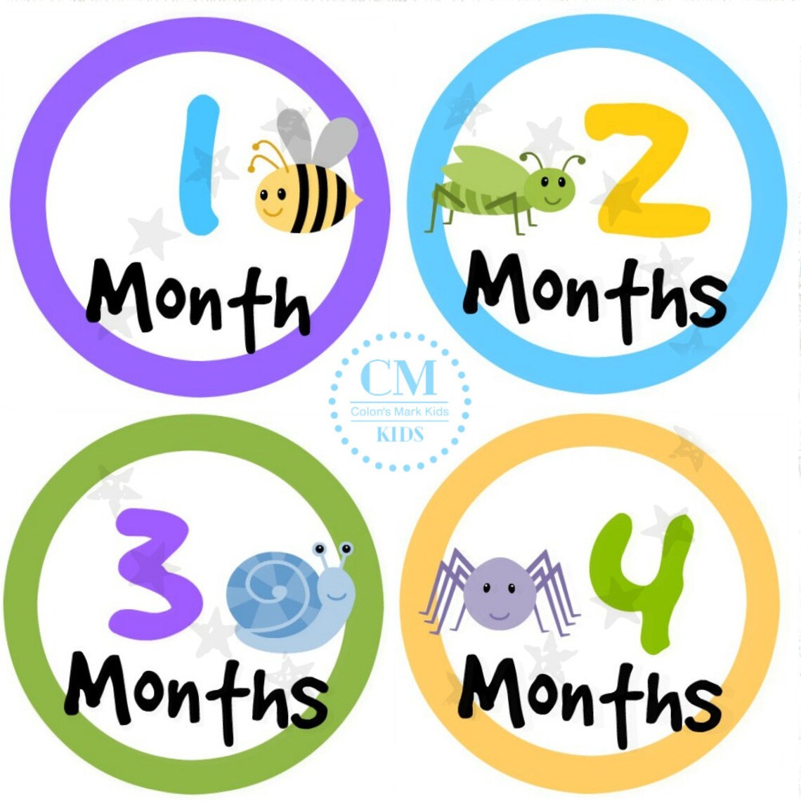Printable Baby Monthly Stickers Instant Download Iron On | Etsy Printable Baby Monthly Stickers Instant Download Iron On | Etsy