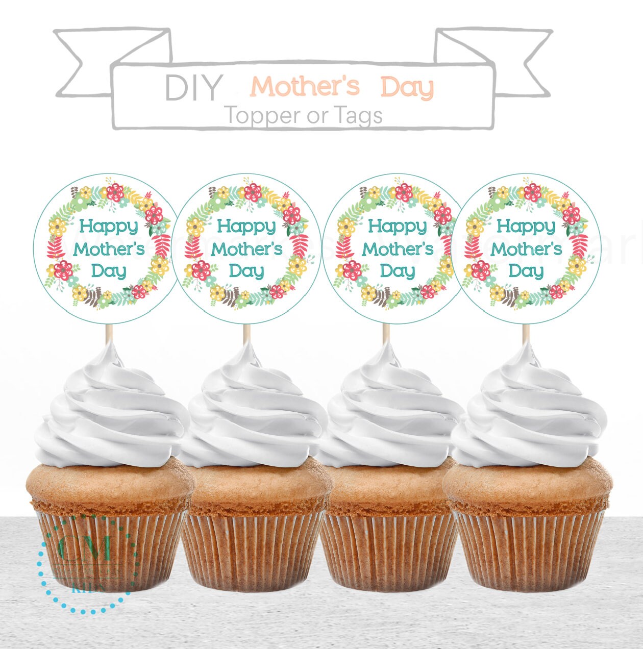 Mother's Day Cupcake Toppers Instant Download | Etsy