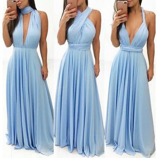 Blue Bridesmaid Dress infinity dress Periwinkle convertible Infinity Dress Dusty Blue Prom Dresses Maternity Dress Plus Size & Regular